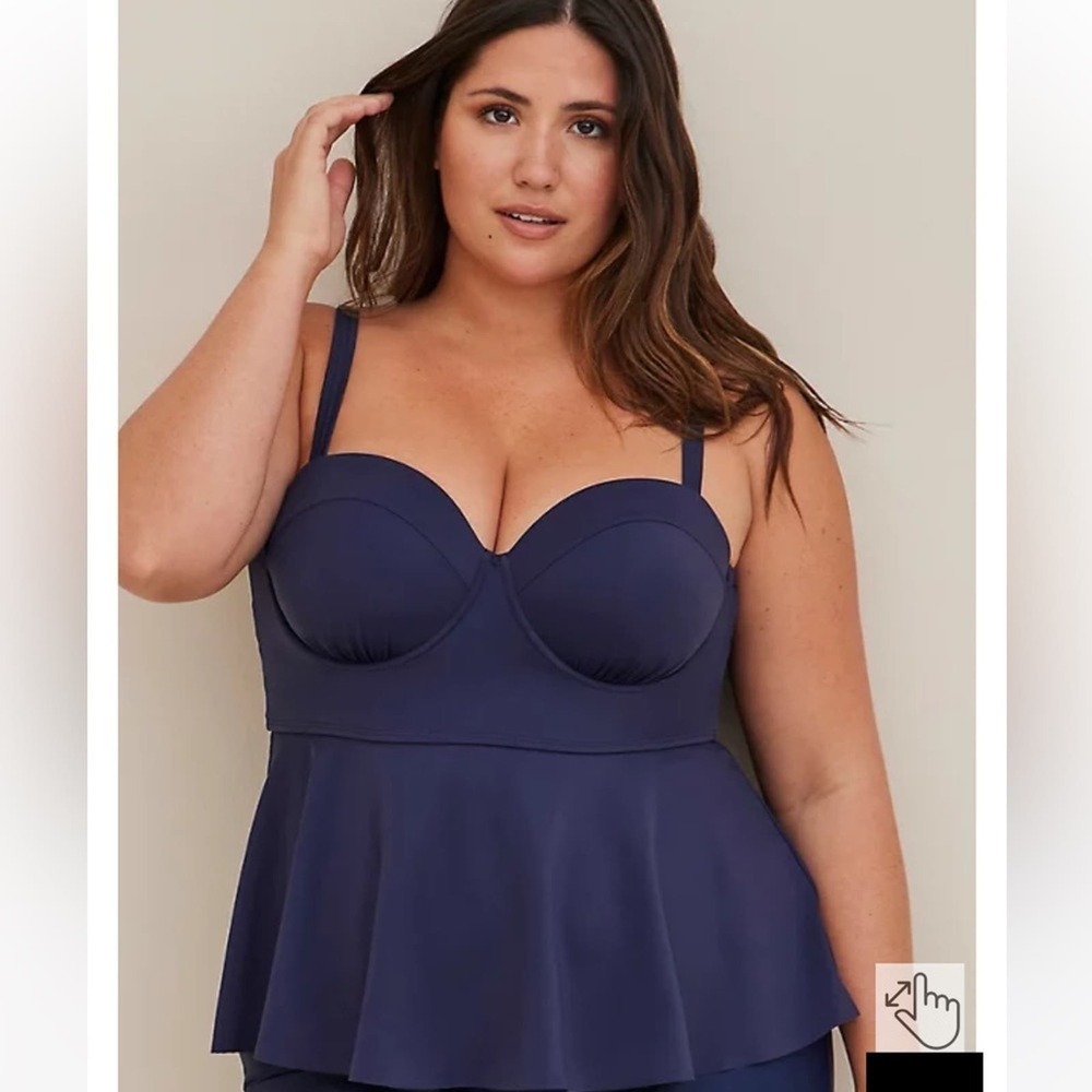 New! Torrid sz 2 Peplum Swim Bathing Suit Top 2X - Picture 2 of 4